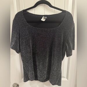 Perseption Woman Plus Size 1X Black Glitter Top